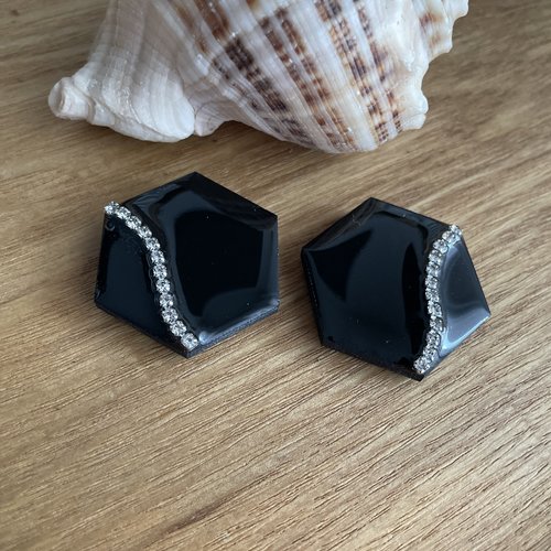 Duo de pendentifs noir argenté