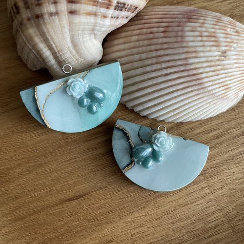 Créations pendentifs camaïeu vert