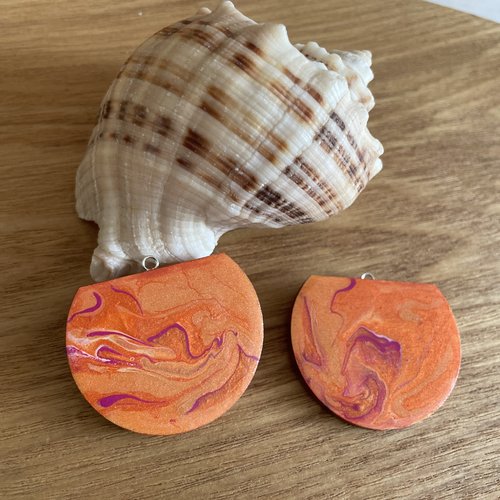 Duo de pendentifs camaïeu orange
