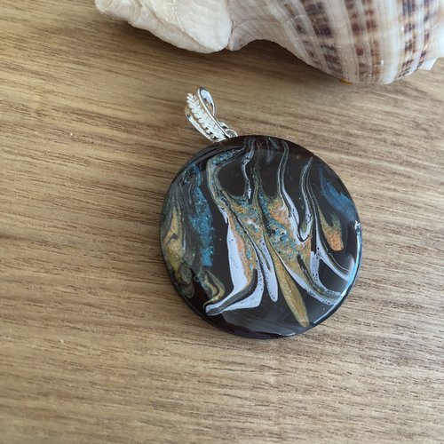 Pendentif création bijoux en bois résiner fait main