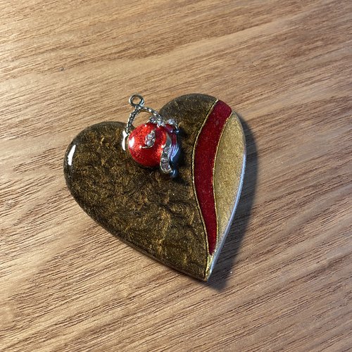 Pendentif cœur marron multicolore