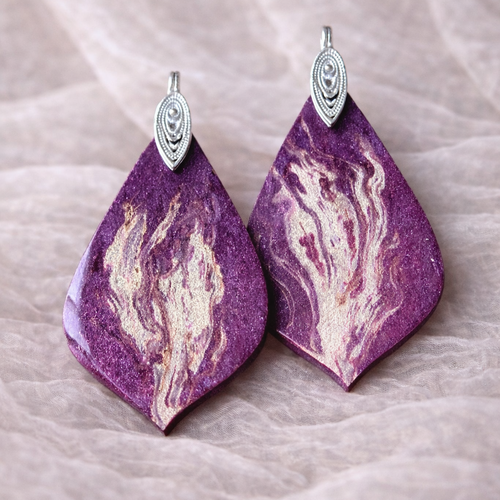 Création duo de pendentifs prune velouté