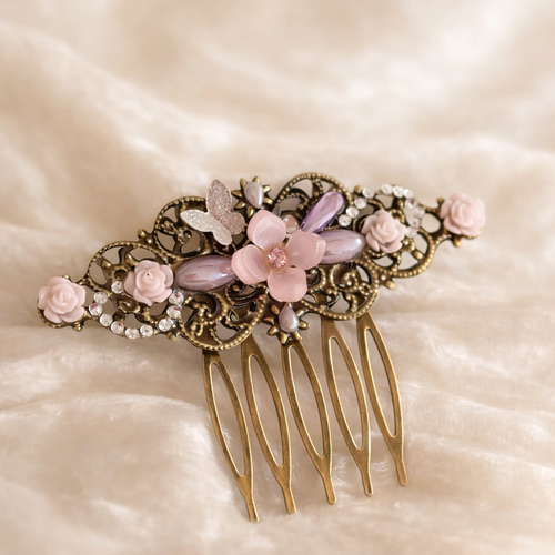 Peigne décoratif pastel rose nacré