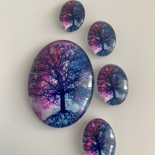 Lot de cabochons ovales en verre