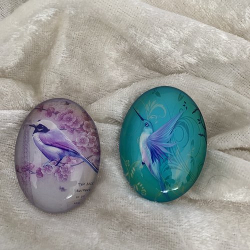 Grands cabochons ovales en verre