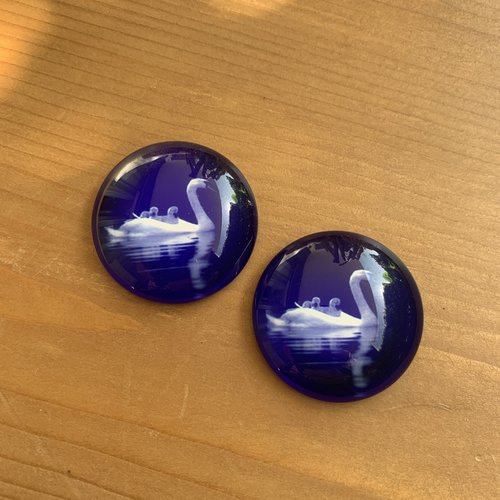 Duo cabochons 30 mm en verre