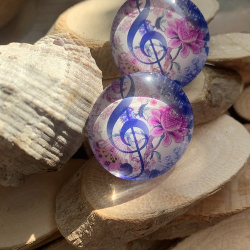 Cabochons note de musique en verre de 30 mm