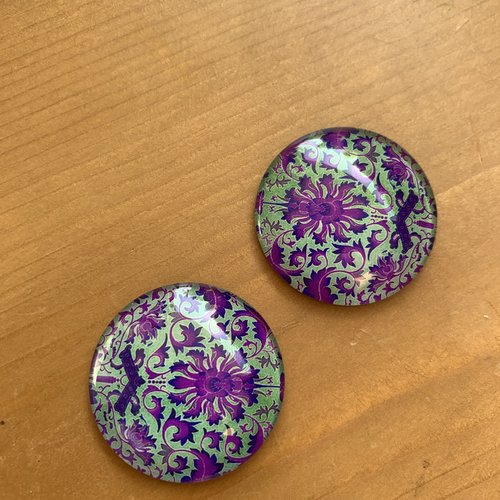 Lot de deux cabochons en verre de 30 mm