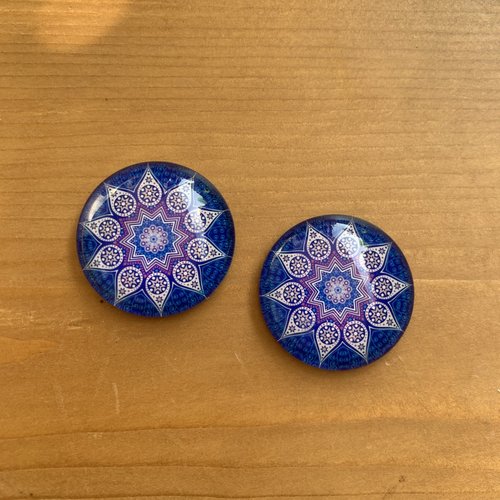 Cabochons en verre de 30 mm , rond mandala