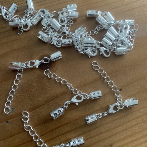 Embouts de cordon avec fermoir et chaînette d’extension,15 pieces