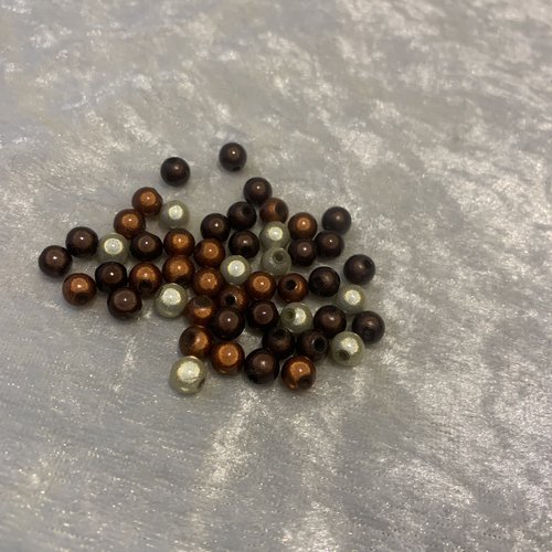 Perles rondes marron orange ,50 perles