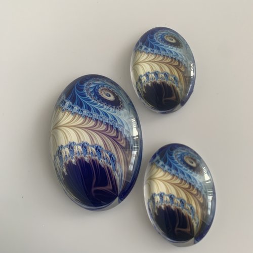 Cabochons ovales pour créations bijoux, 3 pieces