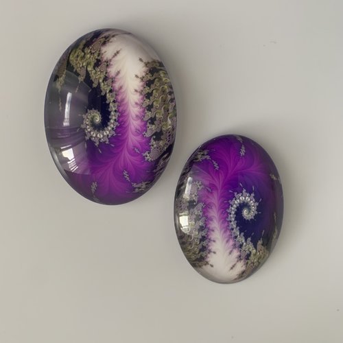 Lot de 2 grands cabochons ovales de 30x40
