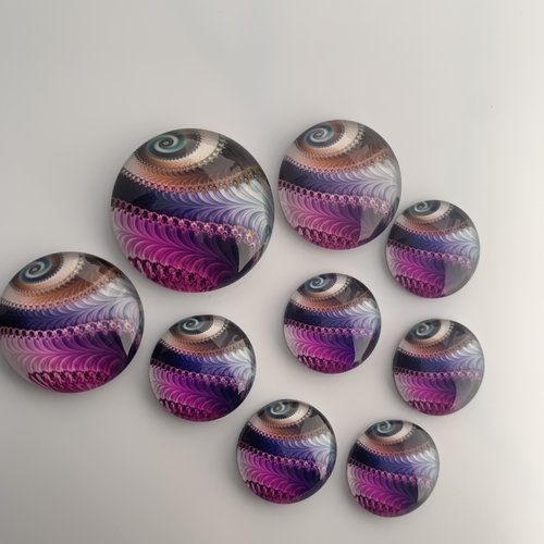Lot de cabochons en verre rose multicolore 9 pièces
