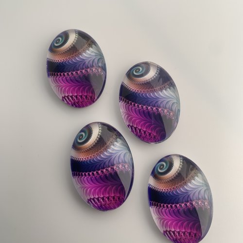 Lot de 4 cabochons ovales