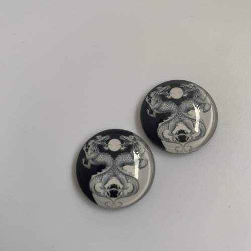 Lot de 2 cabochons dragons de 20mm