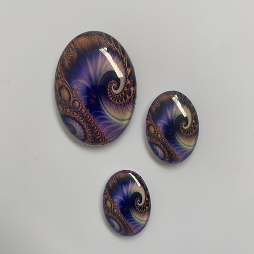 Lot de cabochons ovales en verre