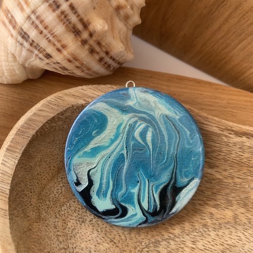 Pendentif unique pour création bijoux camaïeu bleu