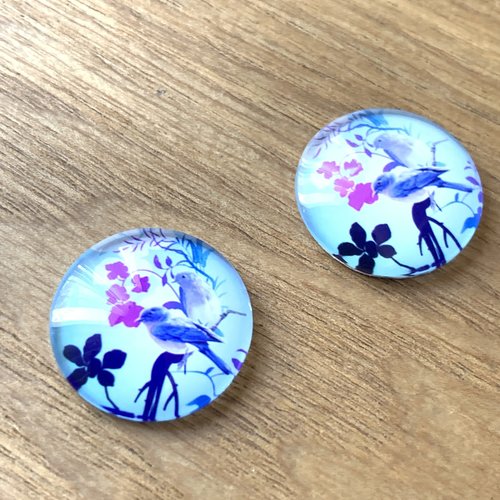 Cabochons oiseaux en verre 20 mm