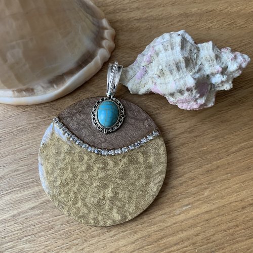 Pendentif pour création bijoux 50 mm en bois résine