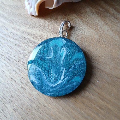 Pendentif camaïeu bleu nuit 38 mm pour créations bijoux