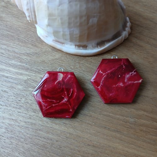 Duo de pendentifs camaïeu rouge intense pour créations