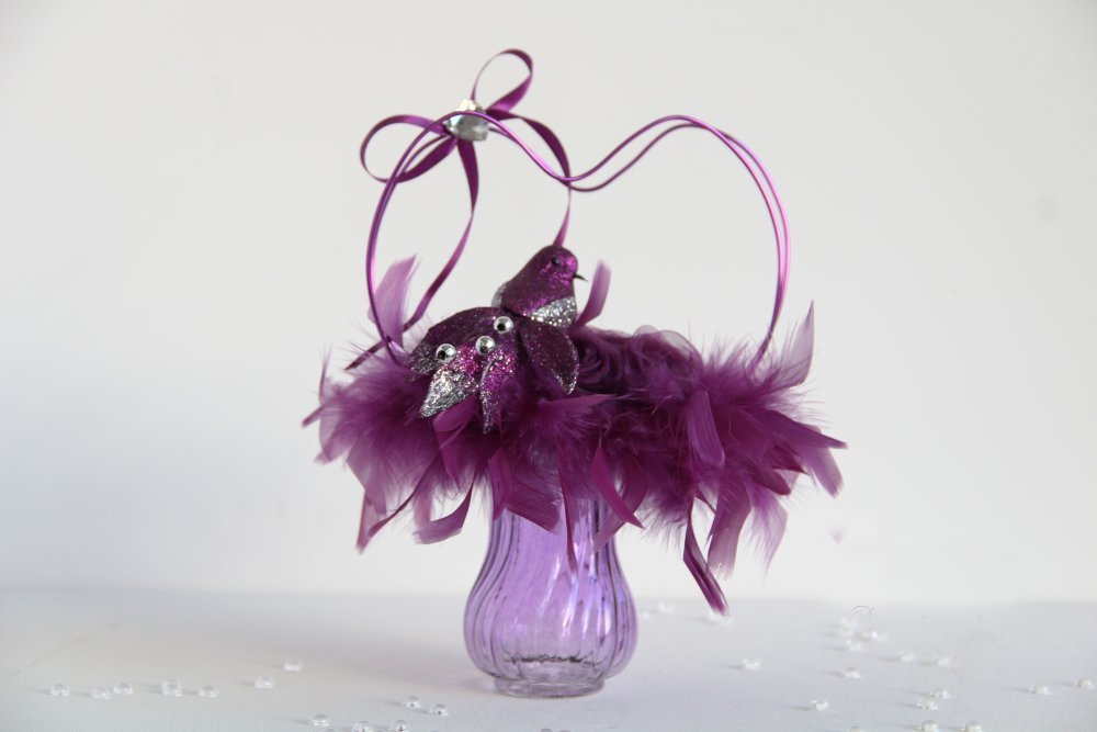 Decoration Centre De Table Oiseau Plumes Fleurs Mariage Bapteme Anniversaire Noces D Or Un Grand Marche