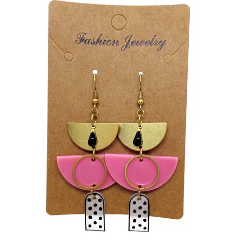 Boucles d'oreilles *beverly* en laiton doré avec pendentifs fait main