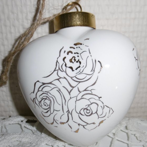 Boule de noël end porcelaine peinte main