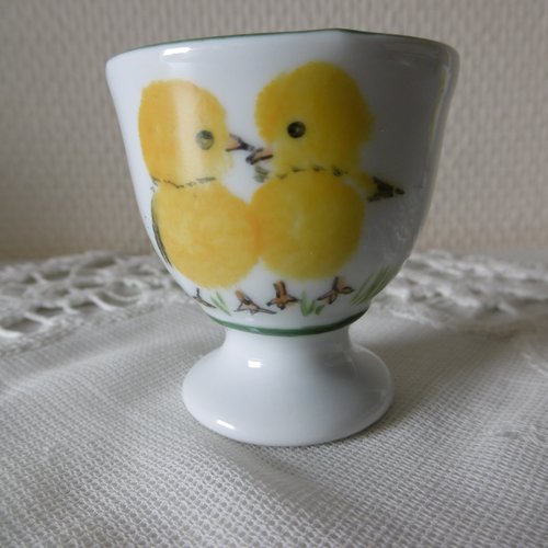 Coquetier en porcelaine peinte main