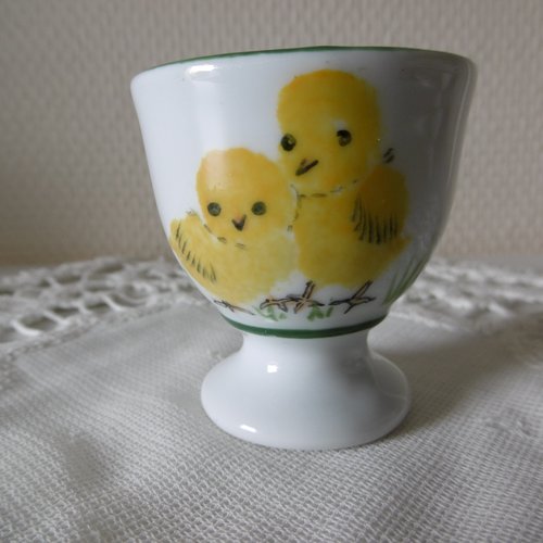 Coquetier en porcelaine peinte main