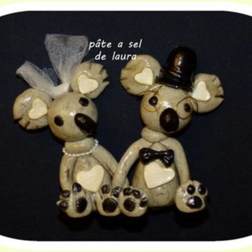 Couple de  koala en pleine noces en pâte a sel 