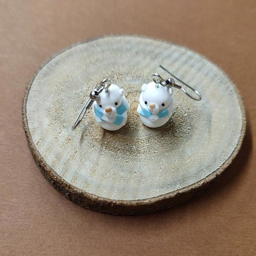 Boucles d'oreilles ours blancs
