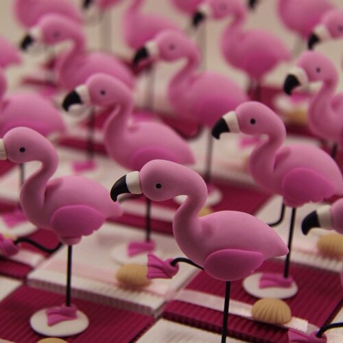 Boîtes à dragées flamants roses