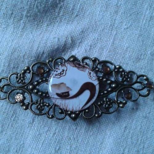 Jolie Broche Bronze Chat Qui S Etire Un Grand Marche