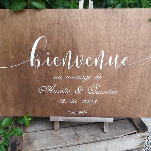 Panneau en bois pour mariage personnalisable ; panneau de bienvenue pour mariage. custom wedding welcome sign