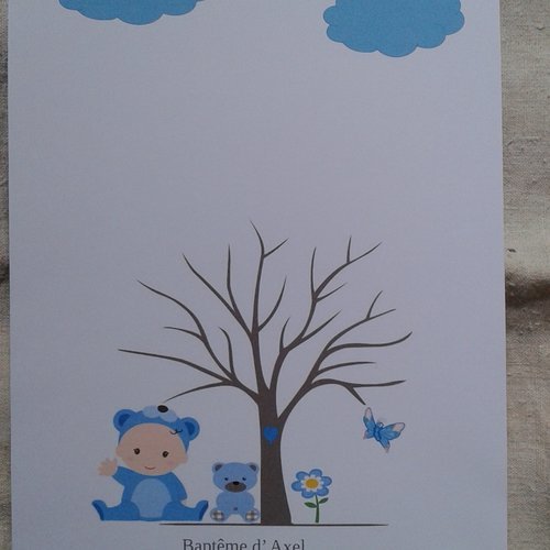 Arbre A Empreintes Ourson Pour Bapteme Babyshower Personnalisable Un Grand Marche