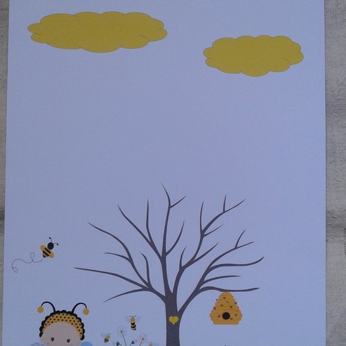 Arbre A Empreintes Bebe Abeille Pour Bapteme Babyshower Personnalisable Avec Encre Un Grand Marche