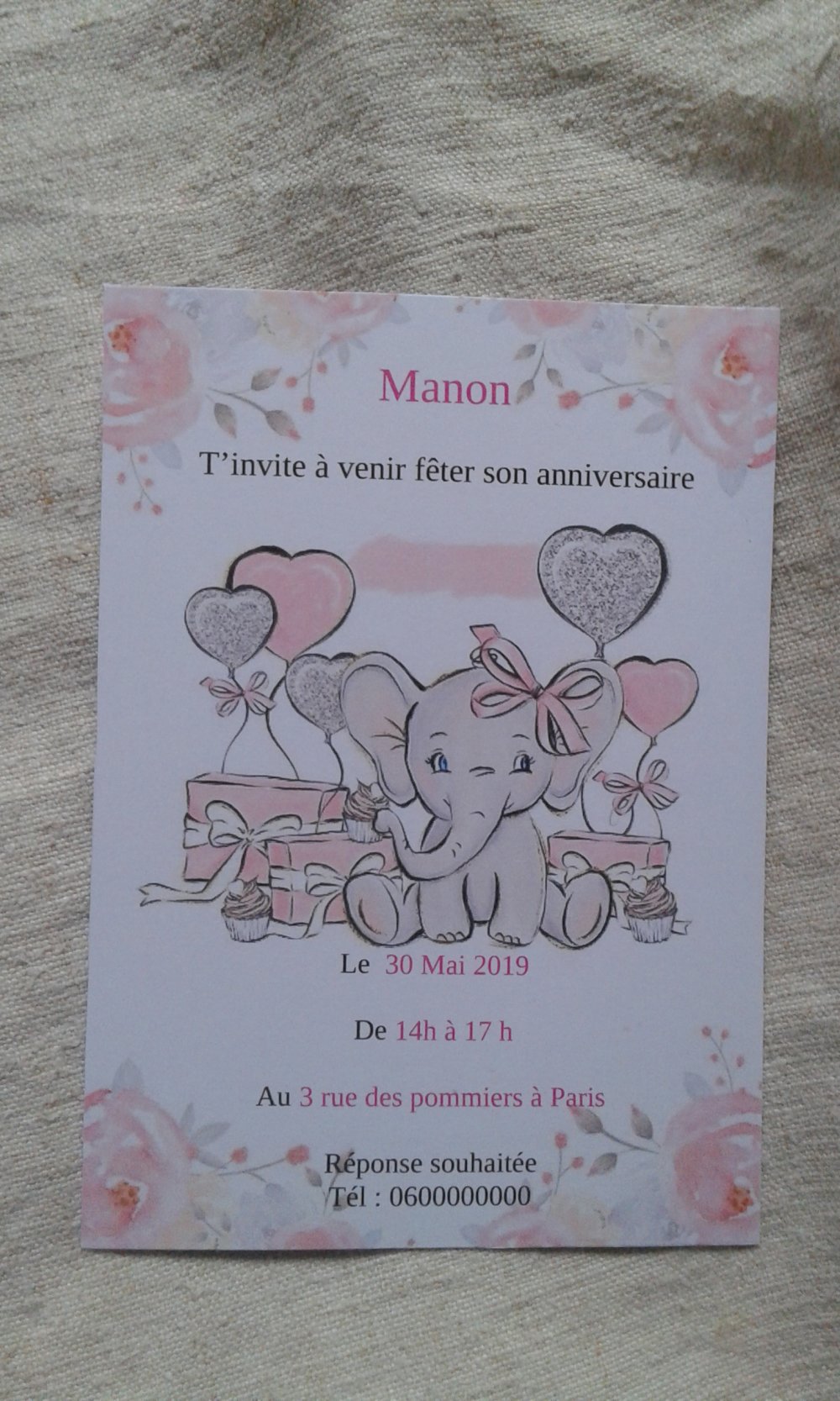 Carte Invitation Anniversaire Elephant Fille Carte A Gratter Ou Pas Personnalisable Un Grand Marche