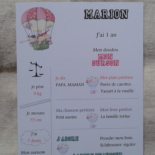 Carte Pour Un Anniversaire Montgolfiere Fille Personnalisable Un Grand Marche