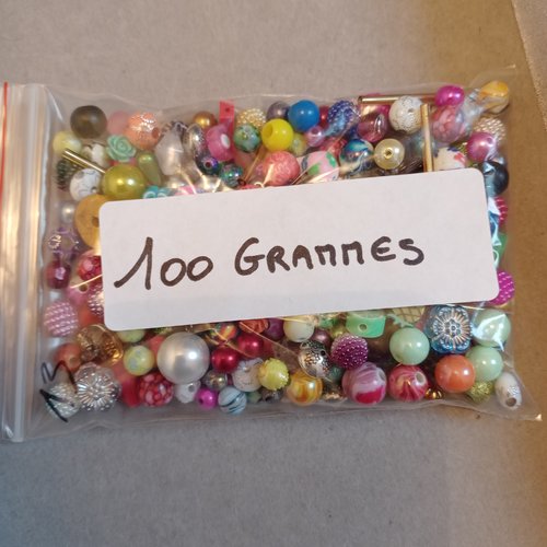 100 grammes de perles de fin de série en acrylique