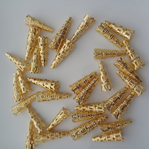 Lot de 50 coupelles cône filigrane métal doré 23x10mm