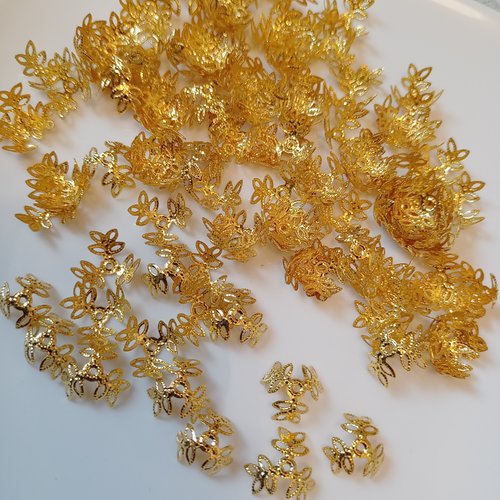 Lot de 100 coupelles fleur filigrane métal doré 15 x 15 mm