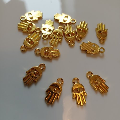 15 breloque main en métal doré 15 x 8 mm