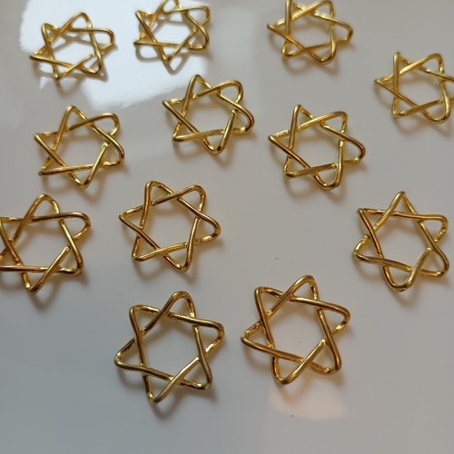 12 breloque étoile en métal doré 19 x 19 mm