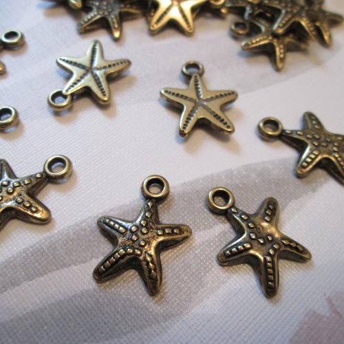 10 breloques étoile de mer 18 x 13 mm en ccb couleur bronze