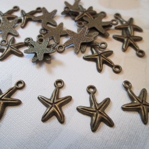 22 breloque étoile de mer en métal couleur bronze 14 x 12 mm