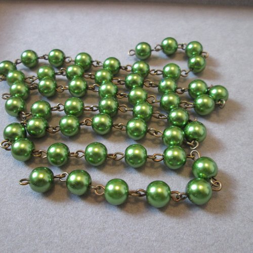 60 cm chaine de perles 8mm vert olive