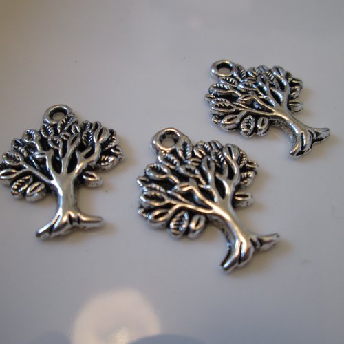 2 breloques arbre 20x15 mm en métal argenté