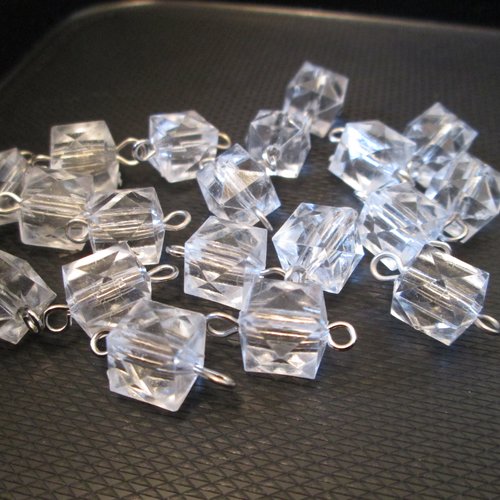 20 connecteurs cube transparent 15x8 mm acrylique